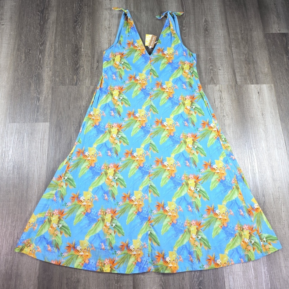 New Anthropologie Roller Rabbit Blue Tropical Sleeveless Medium Maxi Dress NWT